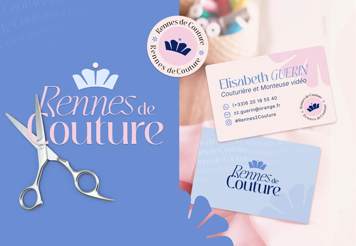 Vignette de présentation du projet de création d'une identité visuelle pour une coutière - Rennes de Couture